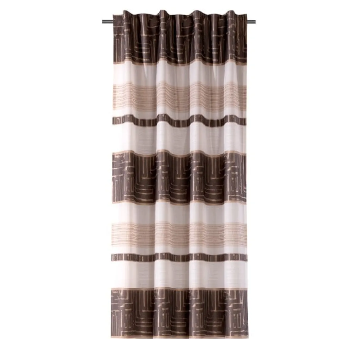 Gardine mit Schlaufenband Jacquard Streifen weiß dunkelgrau beige 140x245cm