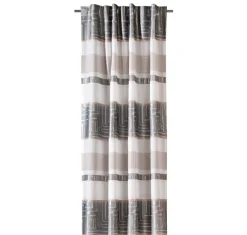 Gardine mit Schlaufenband Jacquard Streifen weiß blaugrau 140x245cm