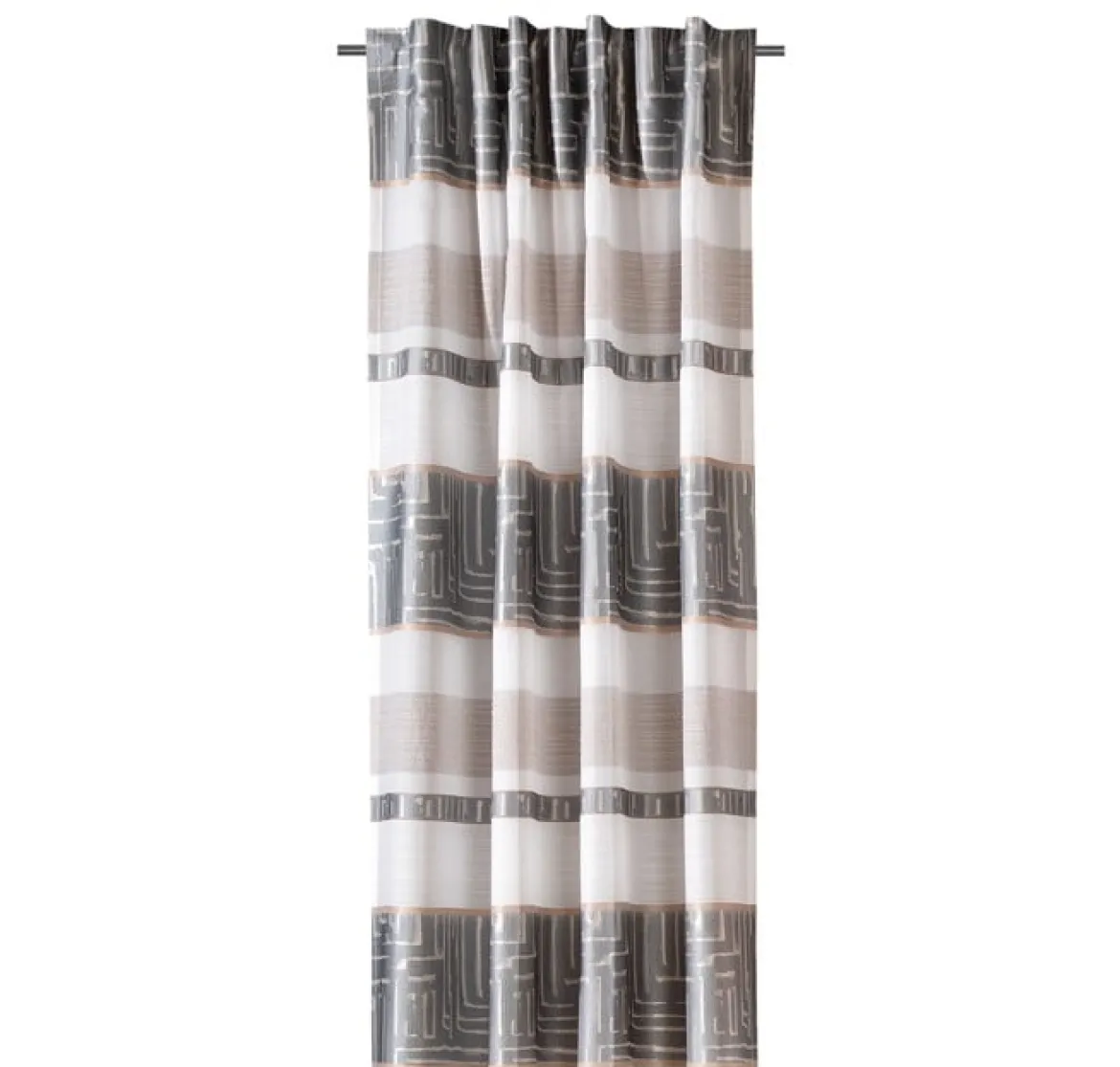 Gardine mit Schlaufenband Jacquard Streifen weiß blaugrau 140x245cm