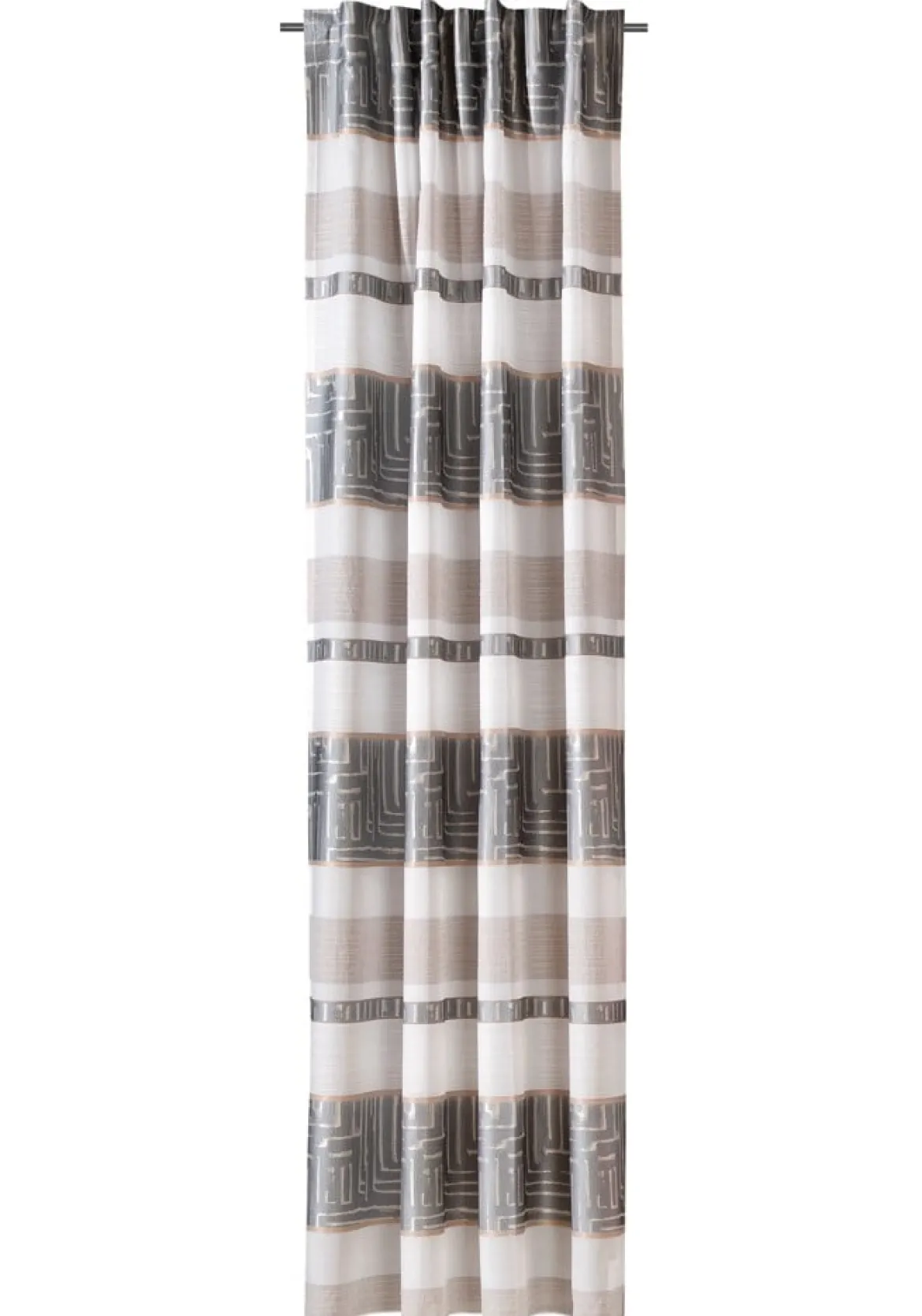 Gardine mit Schlaufenband Jacquard Streifen weiß blaugrau 140x245cm