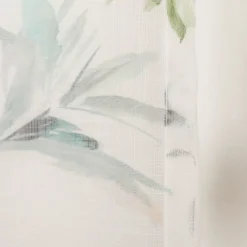 Gardine mit Schlaufenband Leinenoptik Frühlingsblumen weiß pastell 140x245cm