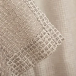 Gardine mit Schlaufenband rustikale Bouclé Karos Natur Taupe 140x245cm