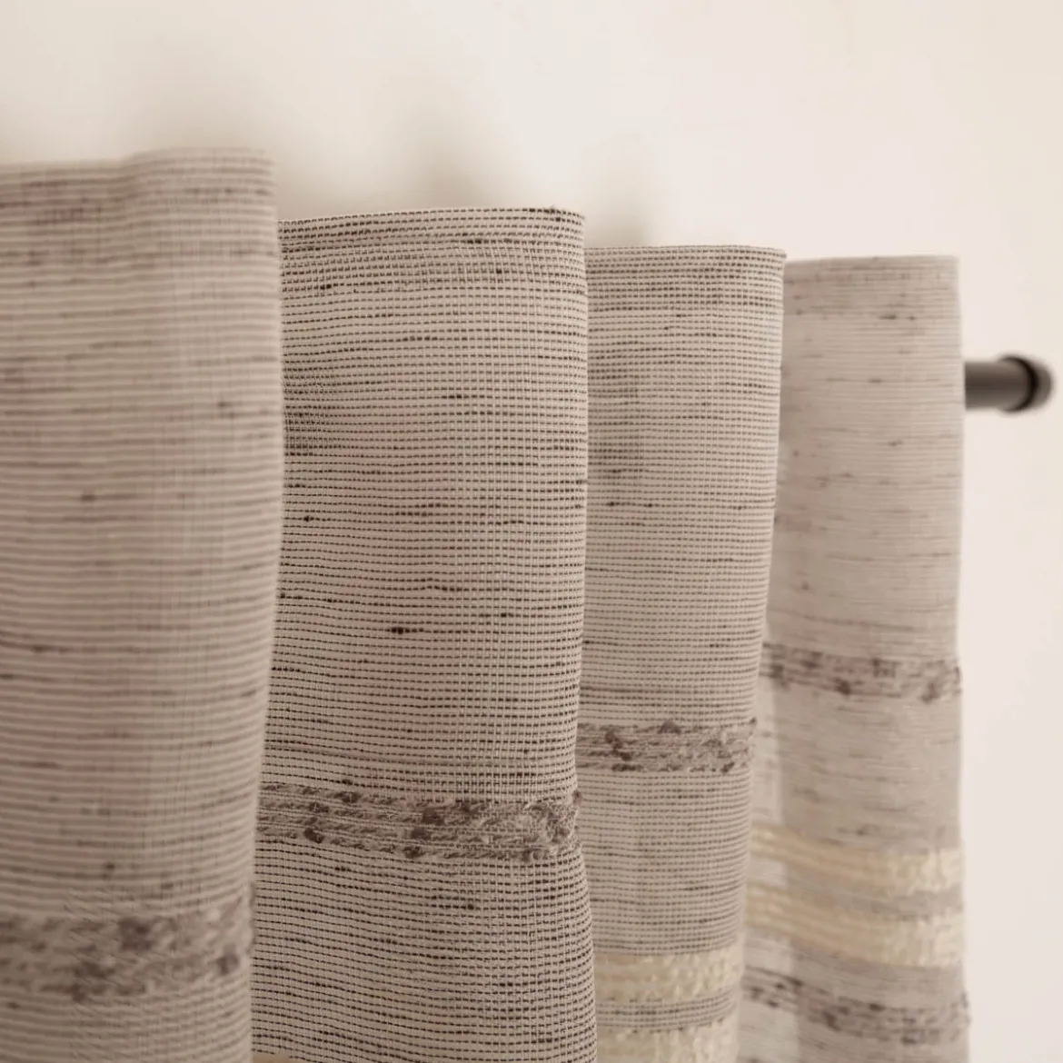 Gardine mit Schlaufenband Voile Boucle-Streifen Grau 140x245cm