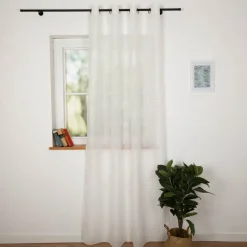 Gardine mit Ösen Voile Bouclé-Dessin Wellen Wollweiß Natur 140x245cm