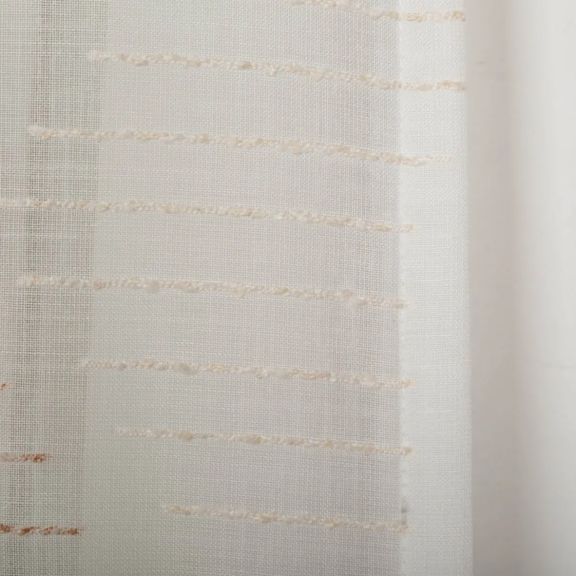 Gardine mit Ösen Voile Bouclé-Dessin Wellen Wollweiß Natur 140x245cm