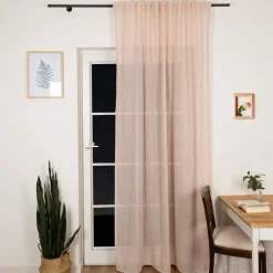 Gardine mit Smok-Schlaufenband Bouclé Streifen rosa 2,45m Höhe und div. Breiten von SCHÖNER LEBEN.
