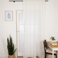 Gardine mit Smok-Schlaufenband Leinenstruktur ecru 2,45m Höhe und div. Breiten von SCHÖNER LEBEN.