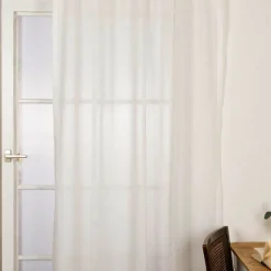 Gardine mit Smok-Schlaufenband Leinenstruktur ecru 2,45m Höhe und div. Breiten von SCHÖNER LEBEN.