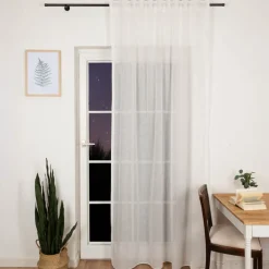 Gardine mit Smok-Schlaufenband Leinenstruktur ecru 2,45m Höhe und div. Breiten von SCHÖNER LEBEN.