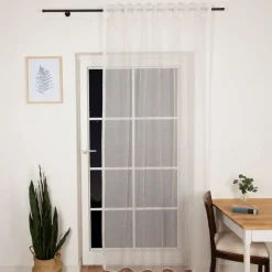 Gardine mit Smok-Schlaufenband feine Gitterstruktur ecru 2,45m Höhe und div. Breiten von SCHÖNER LEBEN.