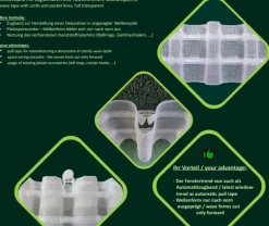 Gardinenband Wellenband volltransparent 1:2 mit 1 Taschenreihe und 3 Zugschnüren