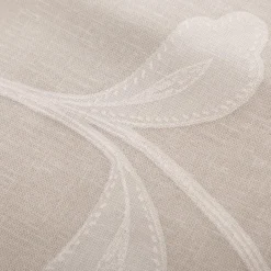 Gardinenstoff Ausbrenner CrissCross Leinenstruktur Blätterranken offwhite mit Bleiband 290cm Höhe