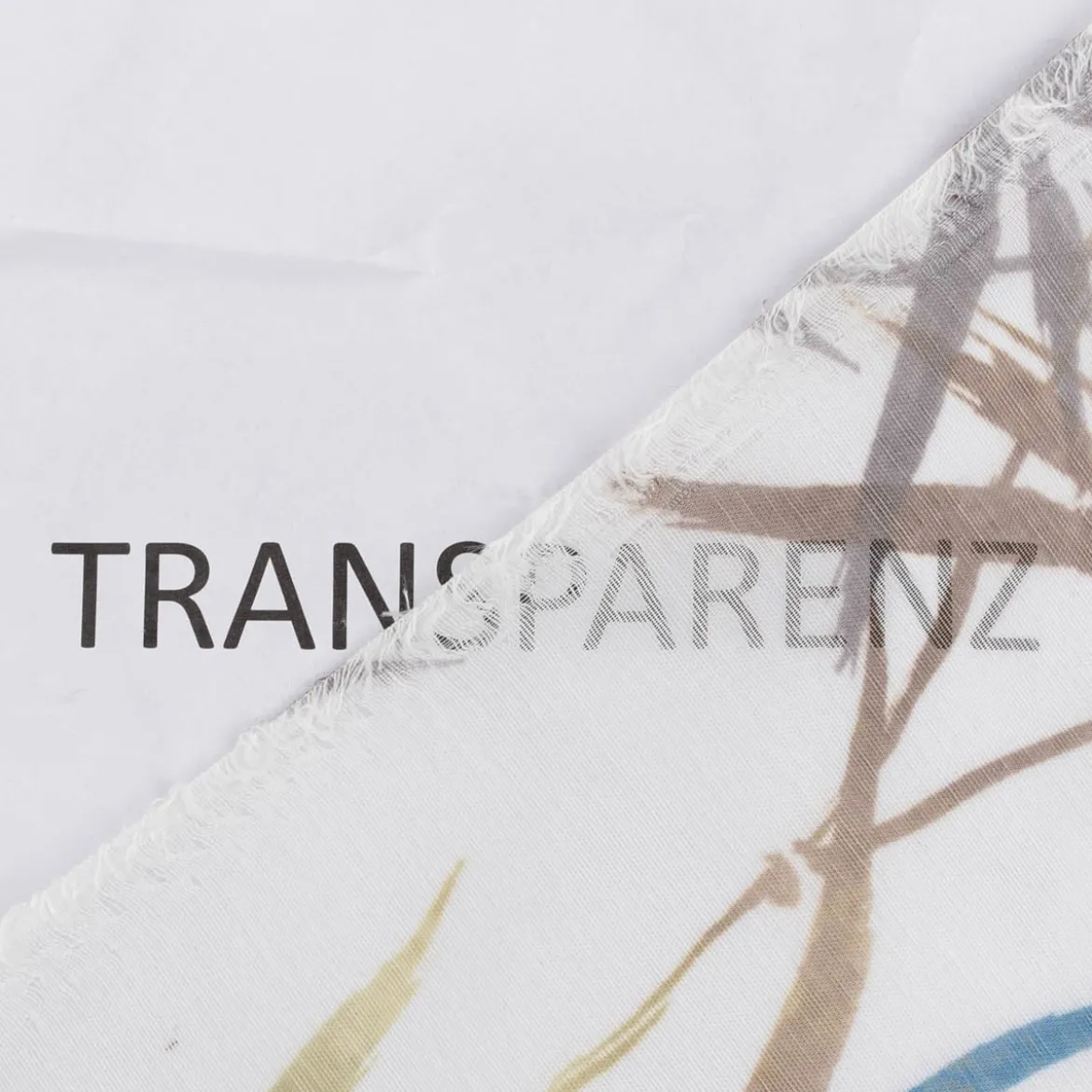 Gardinenstoff Bambus transparent Batist-Optik Bambusblätter weiß grün blau braun 148cm Breite