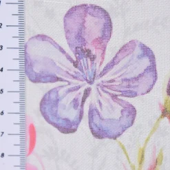 Gardinenstoff Batistoptik Leinenoptik halb-transparent Frühlingsblumen 140cm Breite