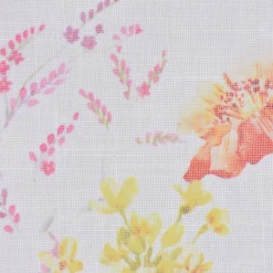 Gardinenstoff Batistoptik Leinenoptik halb-transparent Frühlingsblumen 140cm Breite