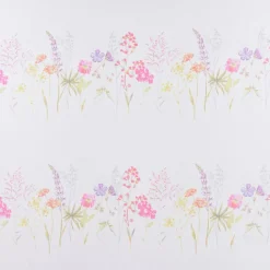 Gardinenstoff Batistoptik Leinenoptik halb-transparent Frühlingsblumen 140cm Breite