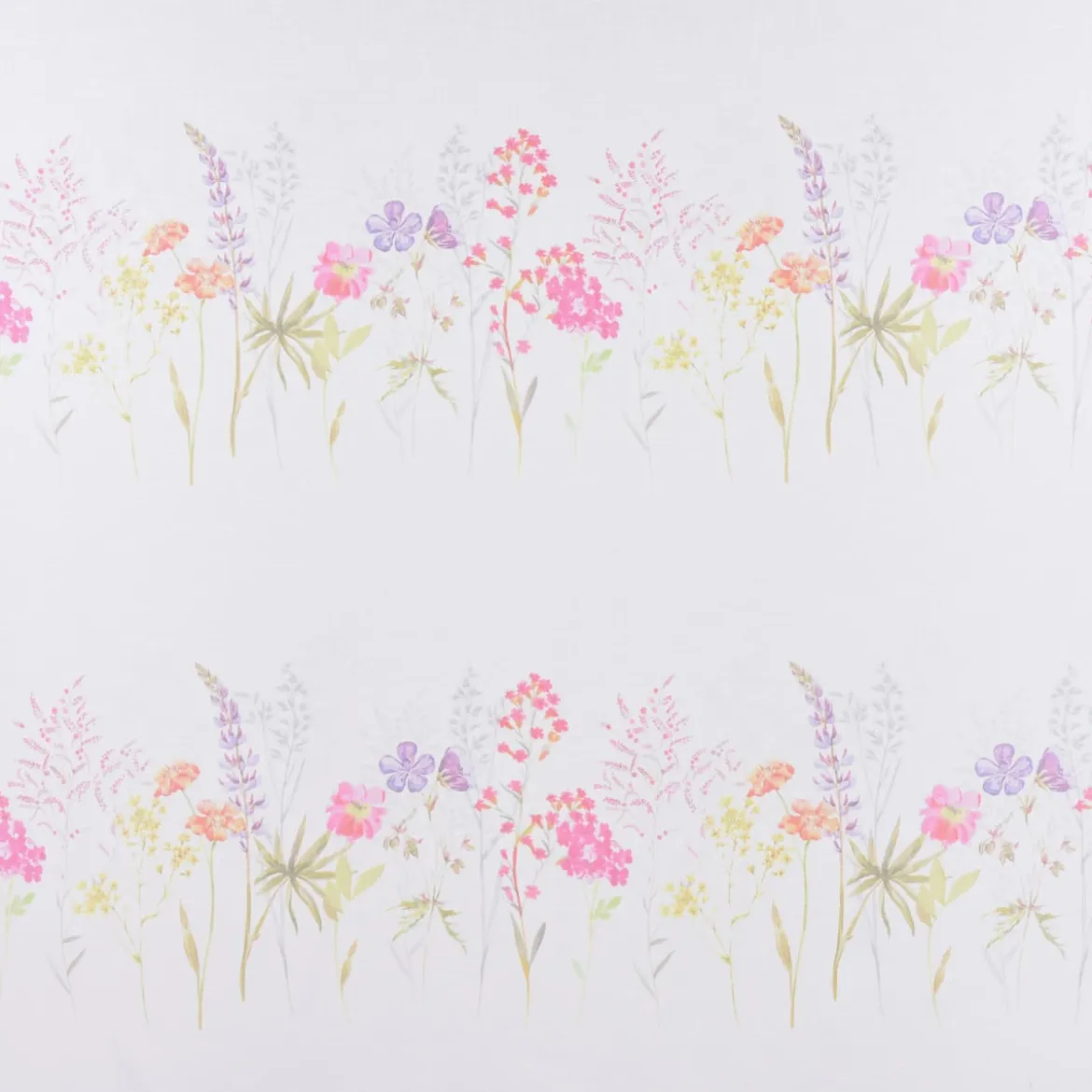 Gardinenstoff Batistoptik Leinenoptik halb-transparent Frühlingsblumen 140cm Breite