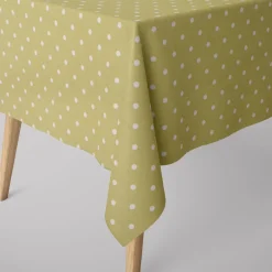 Gardinenstoff Dekostoff Baumwollstoff Full Stop oliv grün mit weißen Punkten 140cm Breite