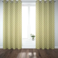 Gardinenstoff Dekostoff Baumwollstoff Full Stop oliv grün mit weißen Punkten 140cm Breite
