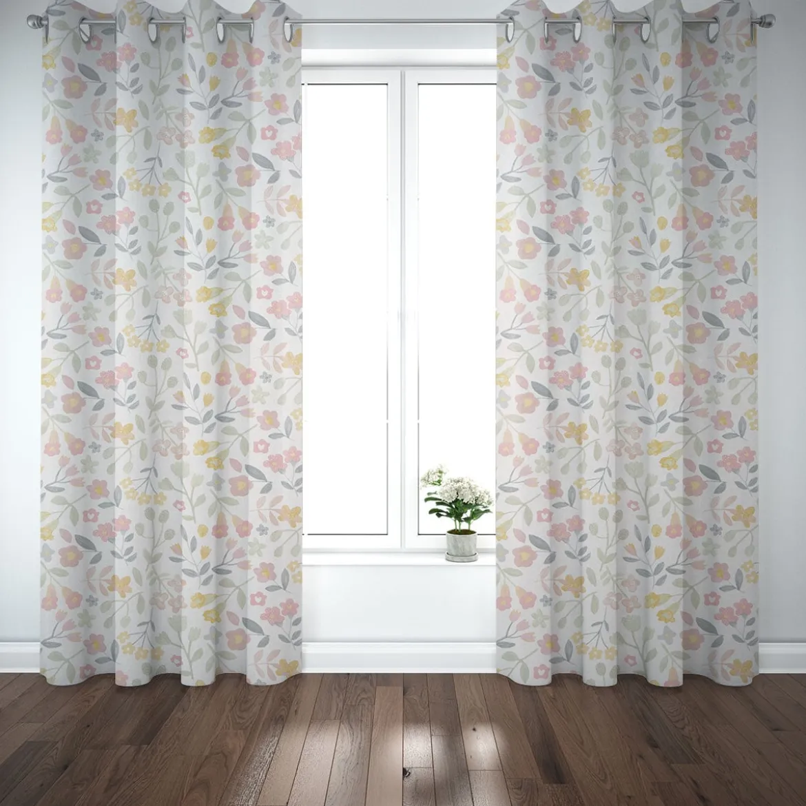Gardinenstoff Dekostoff Baumwollstoff Panama Betty Bon Bon Blumen pastell rosa 140cm Breite