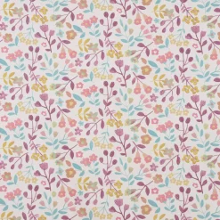 Gardinenstoff Dekostoff Baumwollstoff Panama Betty Parma Violet Blumen lila 140cm Breite