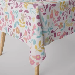 Gardinenstoff Dekostoff Baumwollstoff Panama Betty Parma Violet Blumen lila 140cm Breite