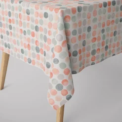 Gardinenstoff Dekostoff Baumwollstoff Panama Dolly Melba Punkte grün orange 140cm Breite