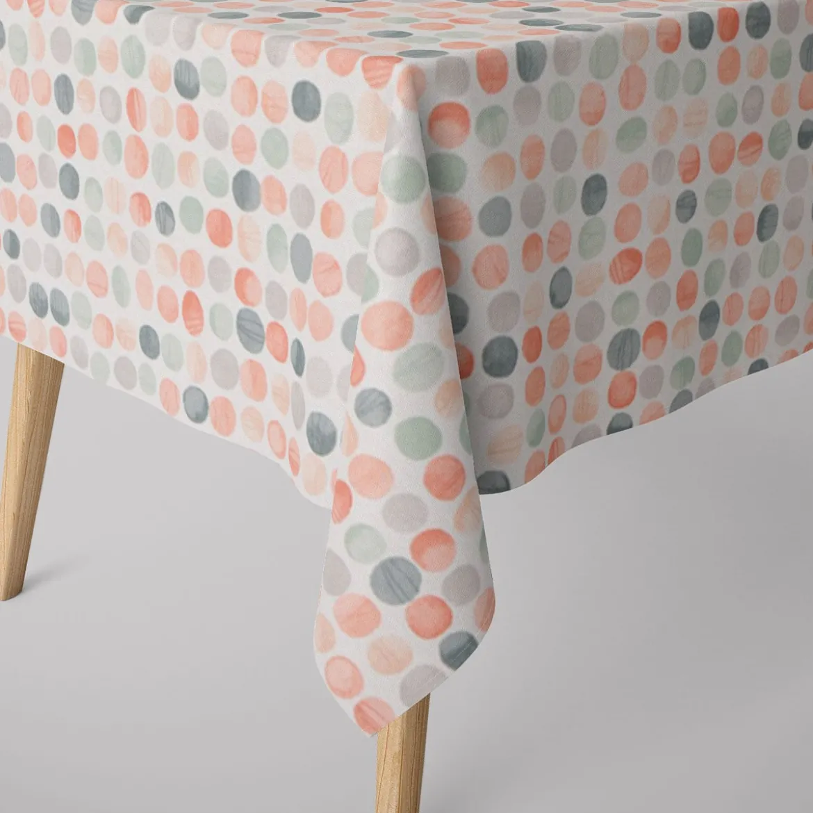 Gardinenstoff Dekostoff Baumwollstoff Panama Dolly Melba Punkte grün orange 140cm Breite