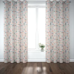 Gardinenstoff Dekostoff Baumwollstoff Panama Dolly Melba Punkte grün orange 140cm Breite