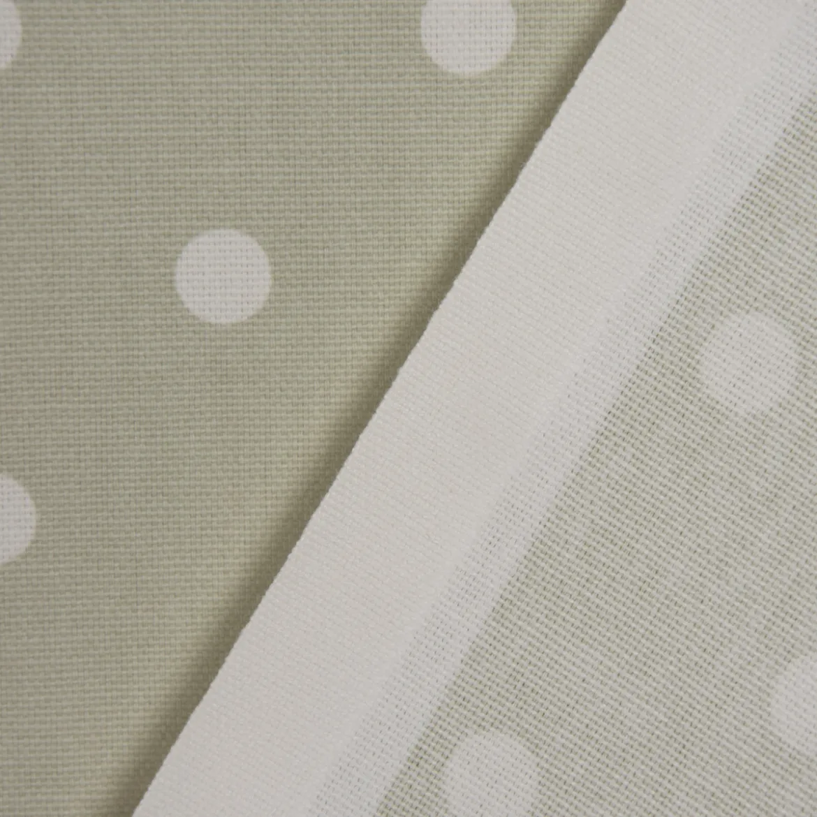 Gardinenstoff Dekostoff Baumwollstoff Full Stop Punkte grünbeige weiß 140cm Breite