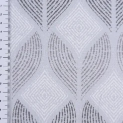 Gardinenstoff Dekostoff Digitaldruck Geometrisch Ornament eisblau grau weiß 1,4m Breite