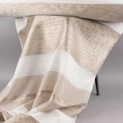 Gardinenstoff Dekostoff halbtransparent Streifen matt glänzend beige 1,50m Breite