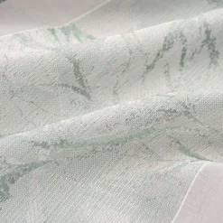 Gardinenstoff Dekostoff halbtransparent Streifen matt Blätter mintgrün grau 1,50m Breite