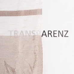 Gardinenstoff Dekostoff halbtransparent Streifen matt Blätter lachs beige 1,50m Breite