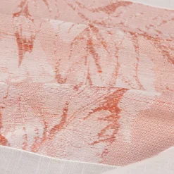 Gardinenstoff Dekostoff halbtransparent Streifen matt Blätter lachs beige 1,50m Breite