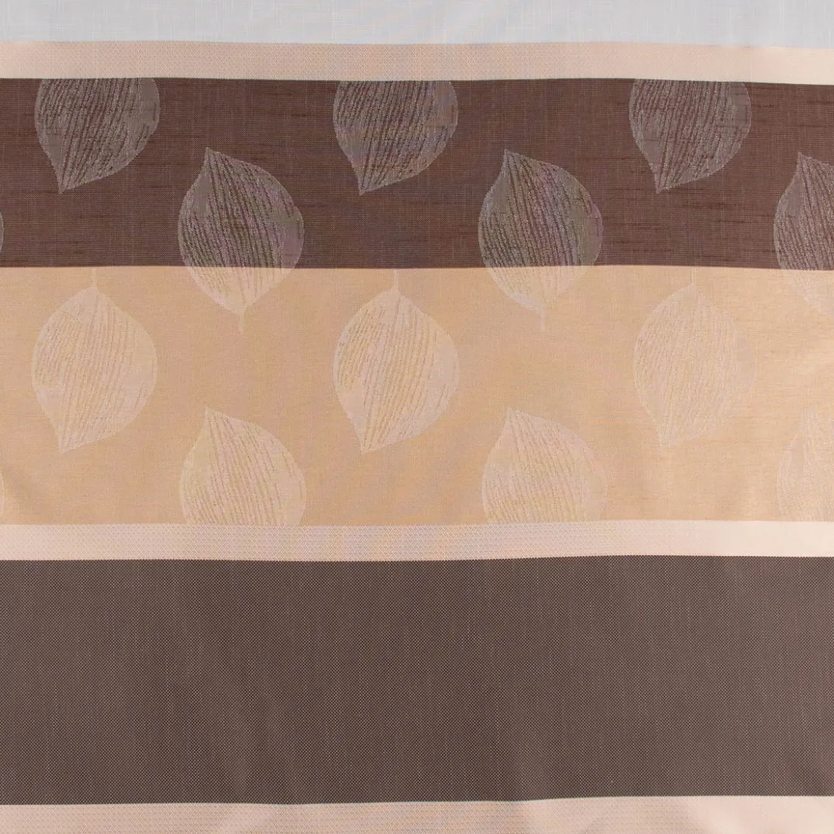 Gardinenstoff Dekostoff halbtransparent Streifen Blätter braun beige 1,50m Breite