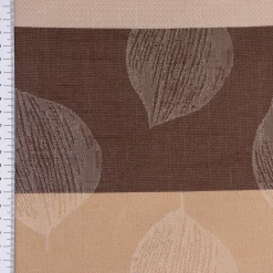Gardinenstoff Dekostoff halbtransparent Streifen Blätter braun beige 1,50m Breite