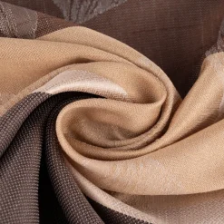 Gardinenstoff Dekostoff halbtransparent Streifen Blätter braun beige 1,50m Breite