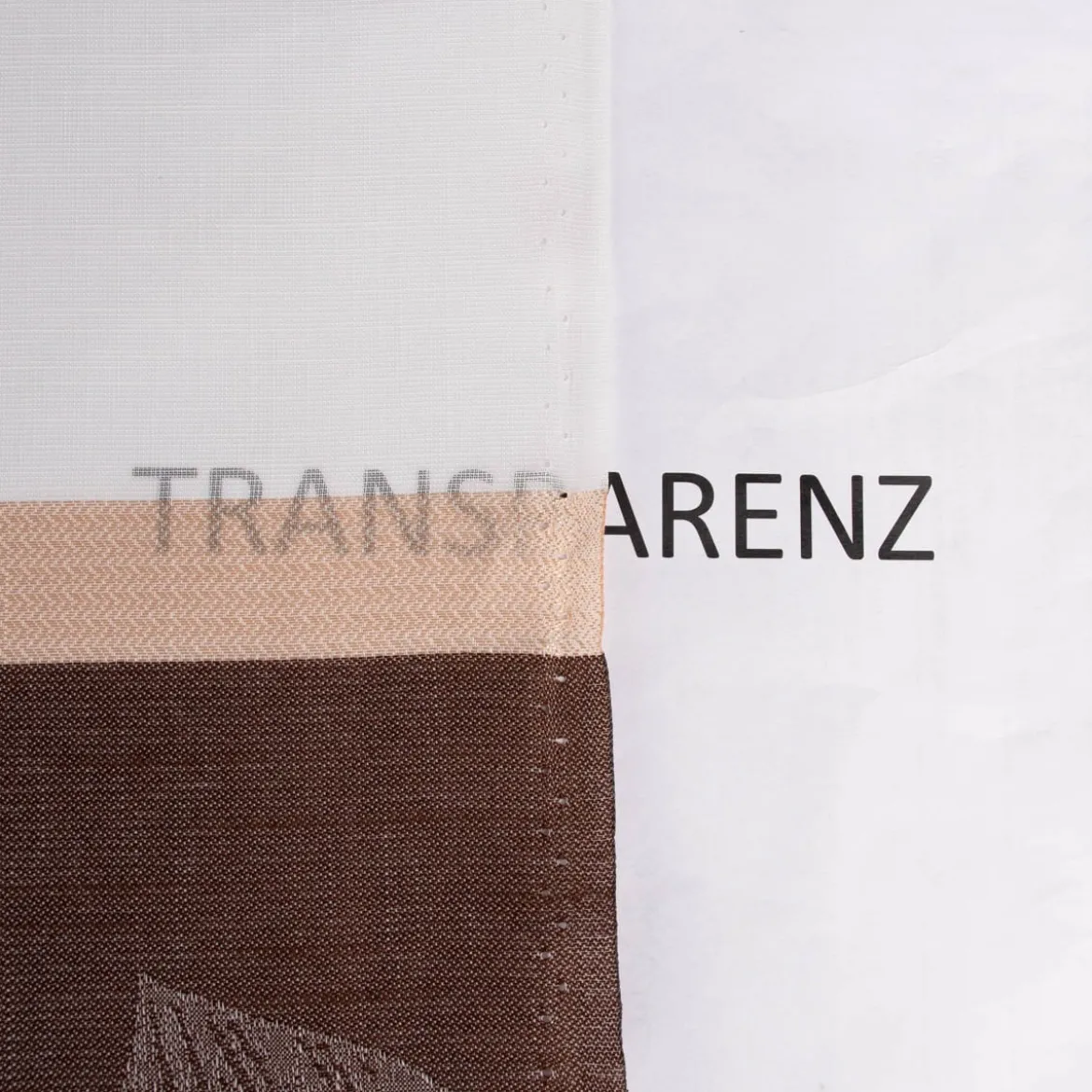 Gardinenstoff Dekostoff halbtransparent Streifen Blätter braun beige 1,50m Breite