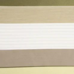 Gardinenstoff Dekostoff halbtransparent Streifen mit goldfarbigen Effekten grün taupe creme 1,50m Breite