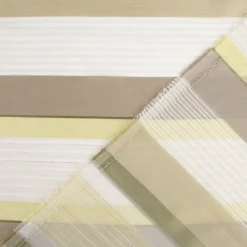 Gardinenstoff Dekostoff halbtransparent Streifen mit goldfarbigen Effekten grün taupe creme 1,50m Breite