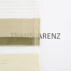 Gardinenstoff Dekostoff halbtransparent Streifen mit goldfarbigen Effekten grün taupe creme 1,50m Breite