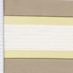 Gardinenstoff Dekostoff halbtransparent Streifen mit goldfarbigen Effekten grün taupe creme 1,50m Breite