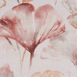 Gardinenstoff Dekostoff halbtransparent Leinenstruktur Aquarell Ginkgo Blätter weiß braun 1,50m Breite