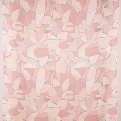 Gardinenstoff Dekostoff halbtransparent Gitterstruktur Retro Formen rosa 1,50m Breite