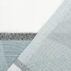Gardinenstoff Dekostoff halbtransparent Jacquard-Streifen Blätter hellblau 1,50m Breite
