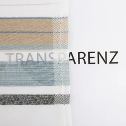 Gardinenstoff Dekostoff halbtransparent Jacquard-Streifen Blätter hellblau 1,50m Breite