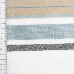 Gardinenstoff Dekostoff halbtransparent Jacquard-Streifen Blätter hellblau 1,50m Breite