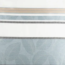 Gardinenstoff Dekostoff halbtransparent Jacquard-Streifen Blätter hellblau 1,50m Breite