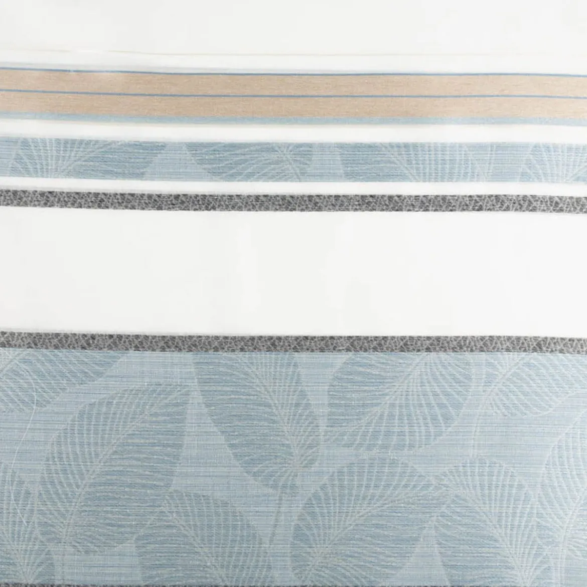 Gardinenstoff Dekostoff halbtransparent Jacquard-Streifen Blätter hellblau 1,50m Breite